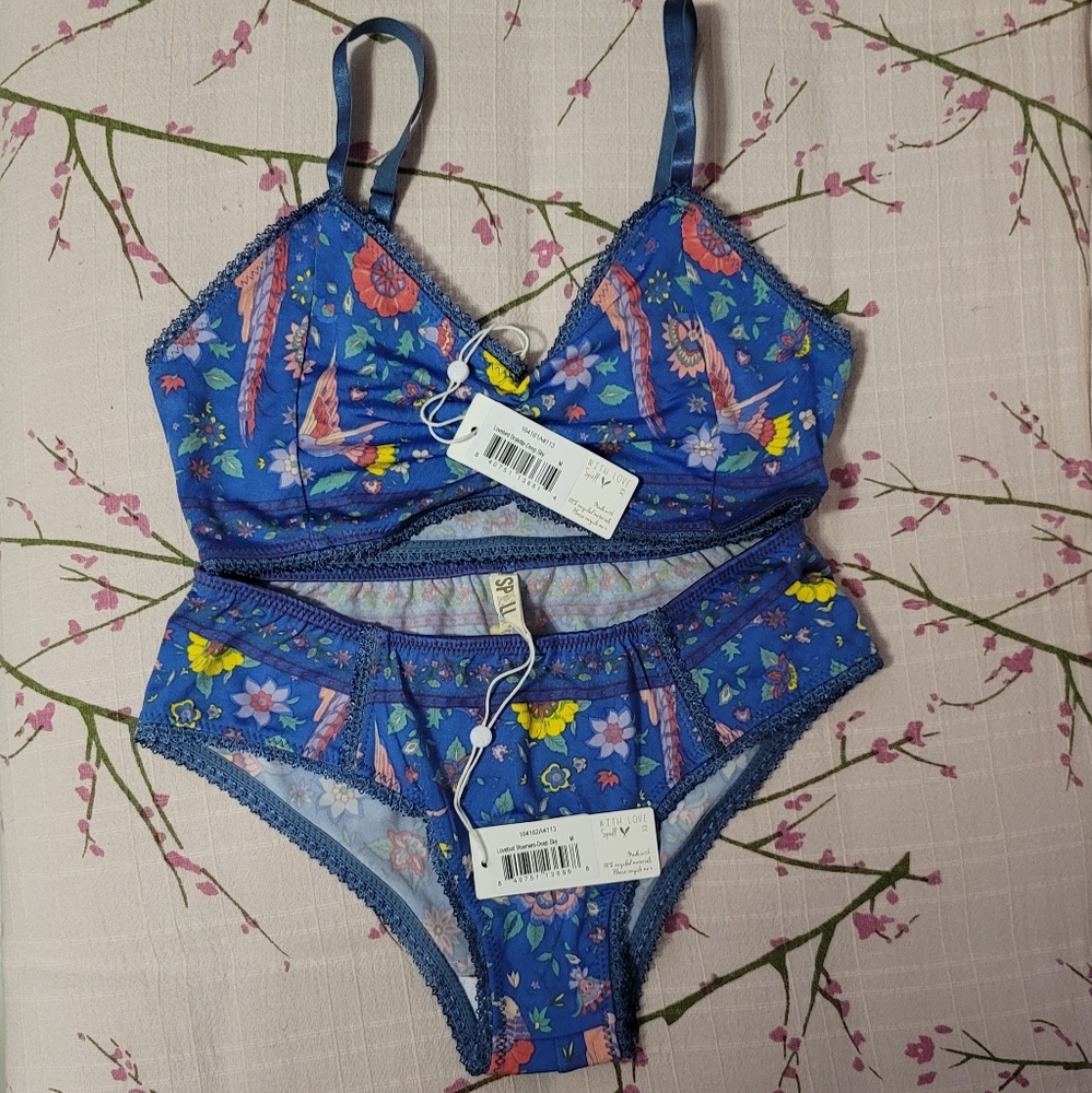 Spell Lovebird undie set Deep Sky